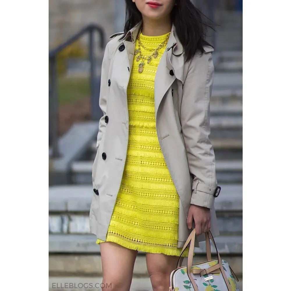 J.Crew Fringe Sheath Dress Citron Yellow Size 10